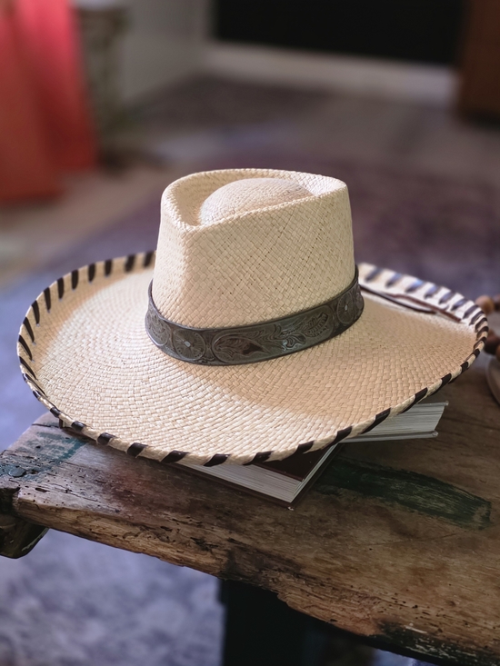 Montana Hat Co Accessories - Natural Straw Western Hat with Embossed Brown Band